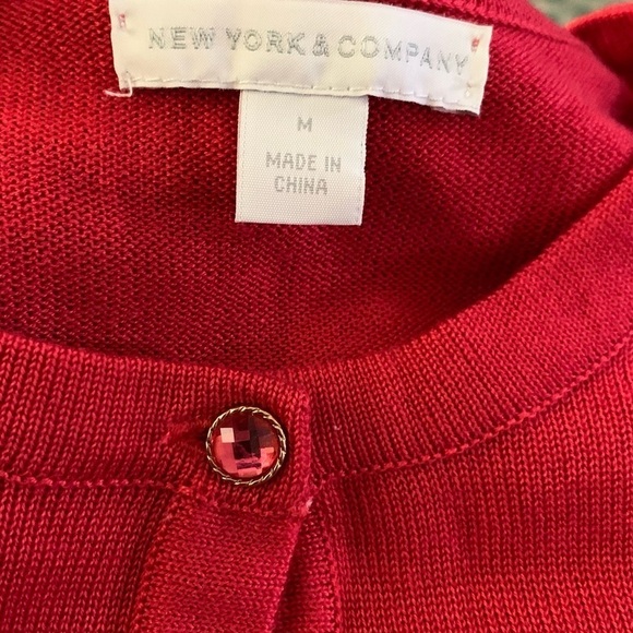 NEW York & Company Orange Red Cardigan Sweater Size Medium - Picture 3 of 8